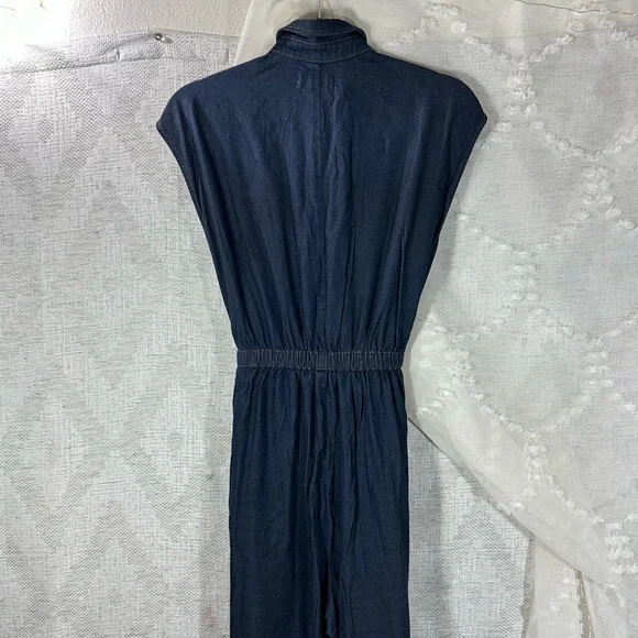 NWT 7 for all mankind angular pocket denim jumpsuit in rinsed night blue size S - Picture 8 of 11